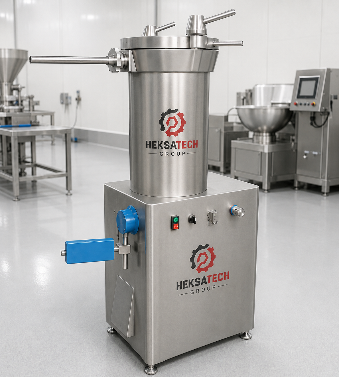 HEKSATECH logolu steril ortam dolum makinesi